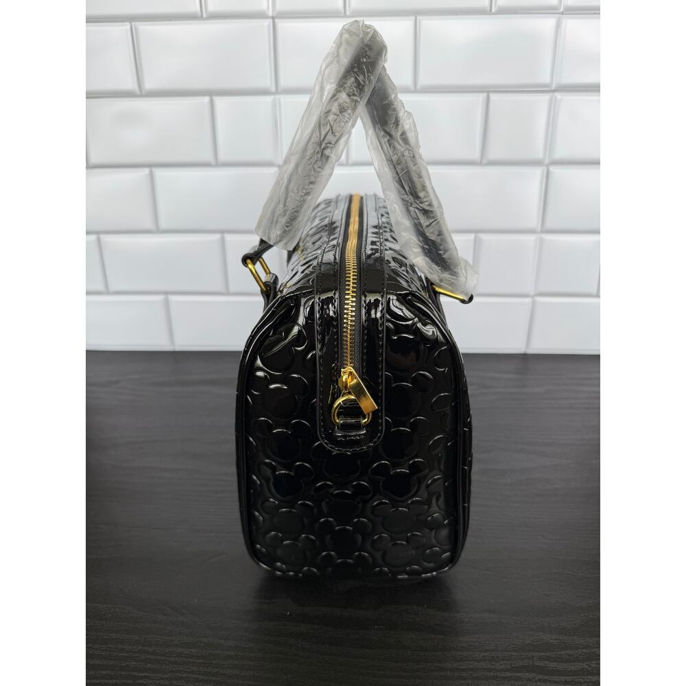 Disney Parks Black Embossed Mickey Mouse Medium Handbag Gold Hardware NWT - Picture 4 of 5